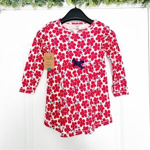 Adorable Floral Print Kids Dress - Red and Blue